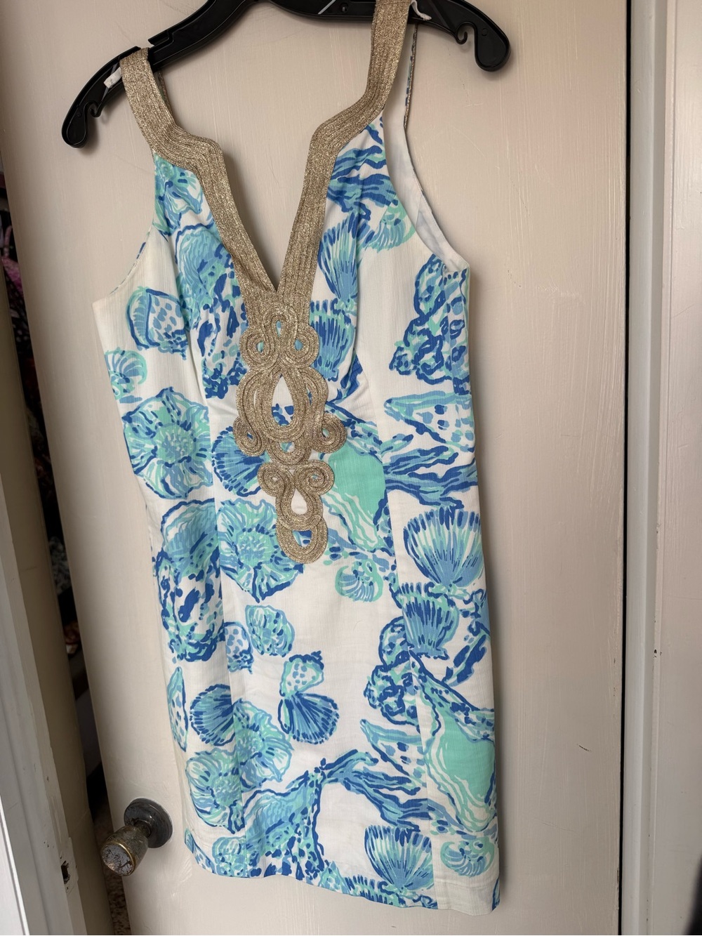 Lilly Pulitzer White Dress with Blue Shell Print - Picture 4 of 8